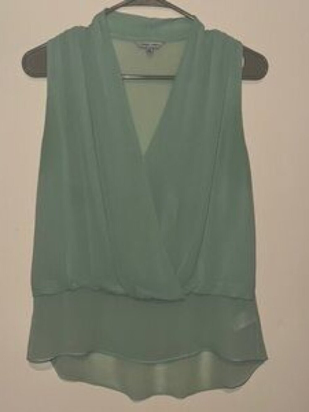 Green Wrap Sleeveless Blouse